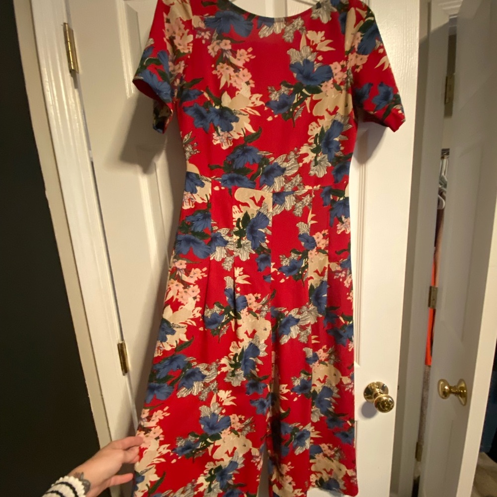 Red floral oriental inspired jumpsuit - boutique in Asheville purchased